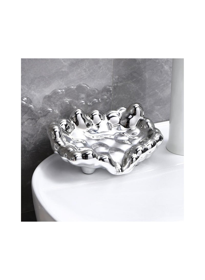 Quick Drain Silver Color Soap Dish Wash basin Countertop Storage Tray Washroom Accessories - Image 2