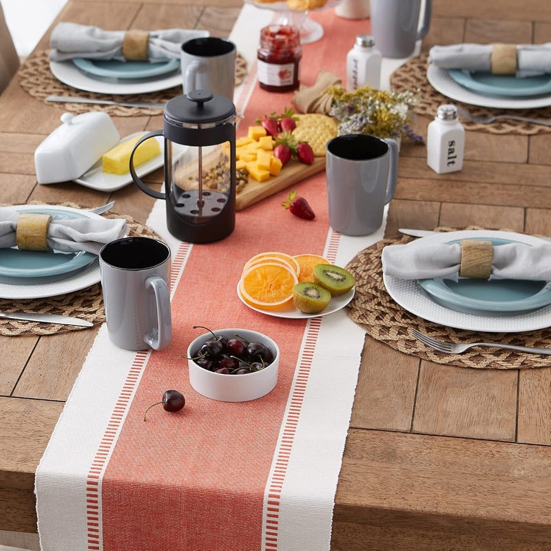 DII Dobby Stripe Woven Table Runner, 13x72 (13x77.5, Fringe Included), Spice - Image 5
