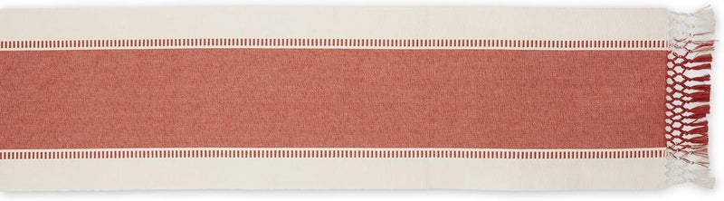 DII Dobby Stripe Woven Table Runner, 13x72 (13x77.5, Fringe Included), Spice - Image 2