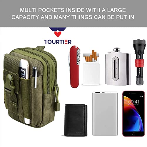 TOURTIER Tactical Molle Pouch, Compact Utility Belt Pouch, Military Army EDC Waist Bag with Cell Phone Holster for Sports, Hiking, Camping, Traveling (Green) - Image 5