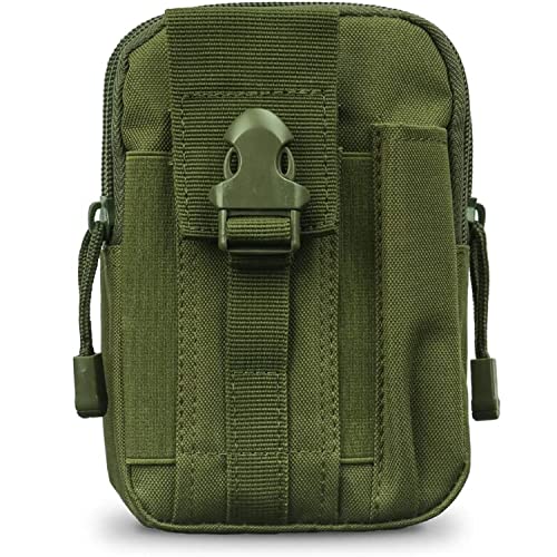 TOURTIER Tactical Molle Pouch, Compact Utility Belt Pouch, Military Army EDC Waist Bag with Cell Phone Holster for Sports, Hiking, Camping, Traveling (Green) - Image 1
