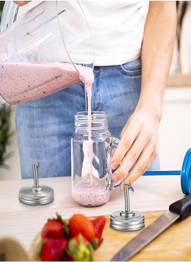 GGOOT - 3 Pcs Mason Jar Spout Lid,Pour Spout Lid Cap - 2Pcs Wide Mouth Mason Jar Lid Flip Cap with Leak-Proof Airtight Seal and Easy Pour Spout, Durable Oil Spout Lids with Caps - Image 1