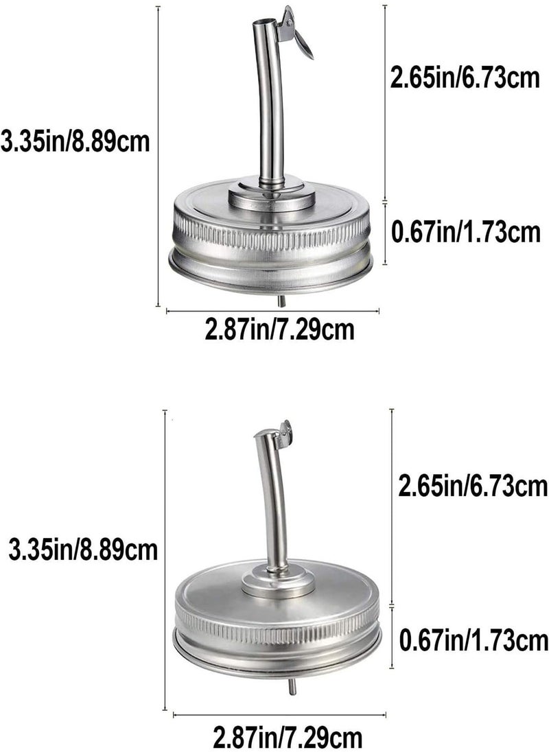 GGOOT - 3 Pcs Mason Jar Spout Lid,Pour Spout Lid Cap - 2Pcs Wide Mouth Mason Jar Lid Flip Cap with Leak-Proof Airtight Seal and Easy Pour Spout, Durable Oil Spout Lids with Caps - Image 1