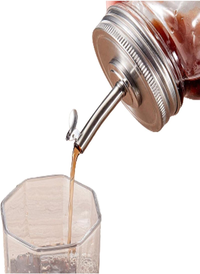 GGOOT - 3 Pcs Mason Jar Spout Lid,Pour Spout Lid Cap - 2Pcs Wide Mouth Mason Jar Lid Flip Cap with Leak-Proof Airtight Seal and Easy Pour Spout, Durable Oil Spout Lids with Caps - Image 1