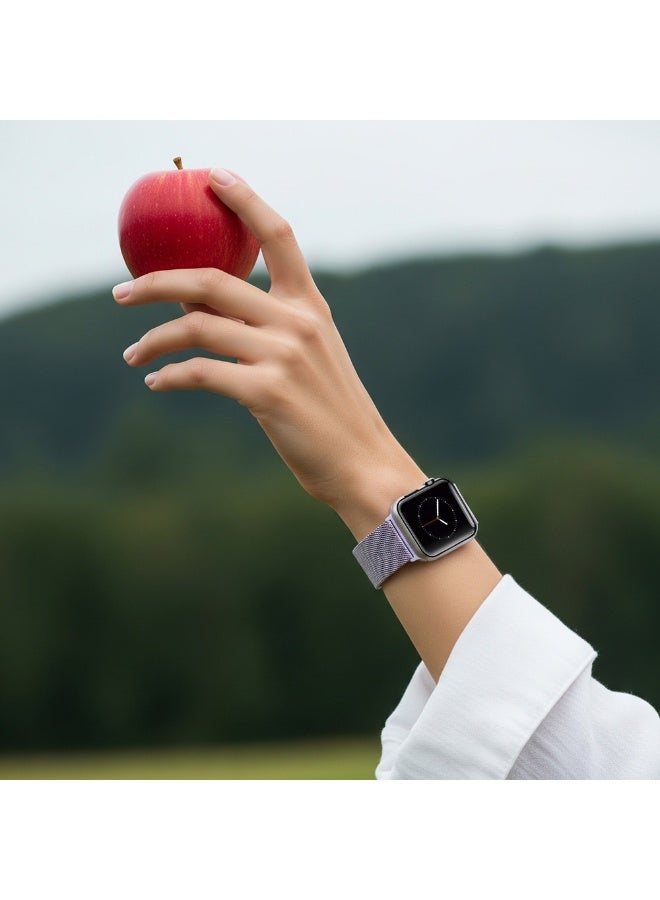 FITIT حزام ميلانيز متوافق مع ساعة آبل سيريس 1–9، SE، حزام فولاذي مقاوم للصدأ مع قفل مغناطيسي، 38/40/41مم – لافندر – فيتت - Image 2