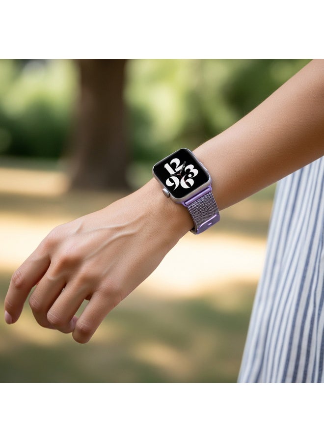FITIT حزام ميلانيز متوافق مع ساعة آبل سيريس 1–9، SE، حزام فولاذي مقاوم للصدأ مع قفل مغناطيسي، 38/40/41مم – لافندر – فيتت - Image 3