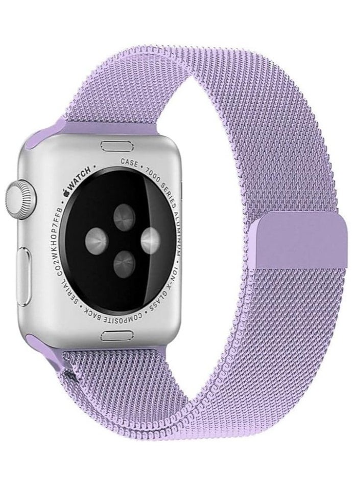 FITIT FITIT Stainless Steel Metal Strap Milanese Loop Alloy Replacement for iWatch Series 9 and Below, 38mm 40mm 41mm with powerful Magnetic lock, Lavender  - Image 2