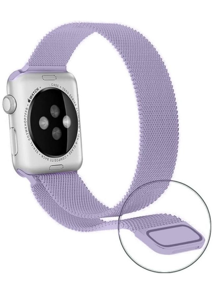 FITIT FITIT Stainless Steel Metal Strap Milanese Loop Alloy Replacement for iWatch Series 9 and Below, 38mm 40mm 41mm with powerful Magnetic lock, Lavender  - Image 3