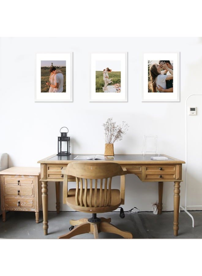 Hogaryo Set of 3 12x16 Picture Frame White 12x16 Frames can Display 8.5x11 Picture with Mat or 12x16 Without Mat on the Wall - Image 2