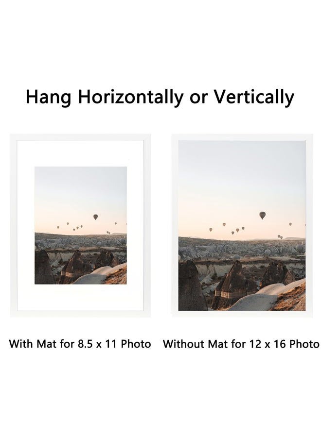 Hogaryo Set of 3 12x16 Picture Frame White 12x16 Frames can Display 8.5x11 Picture with Mat or 12x16 Without Mat on the Wall - Image 5