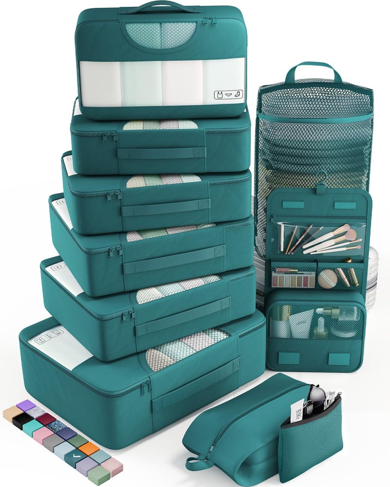 Veken 10 Set Packing Cubes for Travel Essential, Suitcase Organizer Bags in 4 Sizes, Carry-On Luggage Accessories with Large Laundry & Hanging Toiletry Bag, Must-Have for Airplane, Road Trip & Camping - Image 1