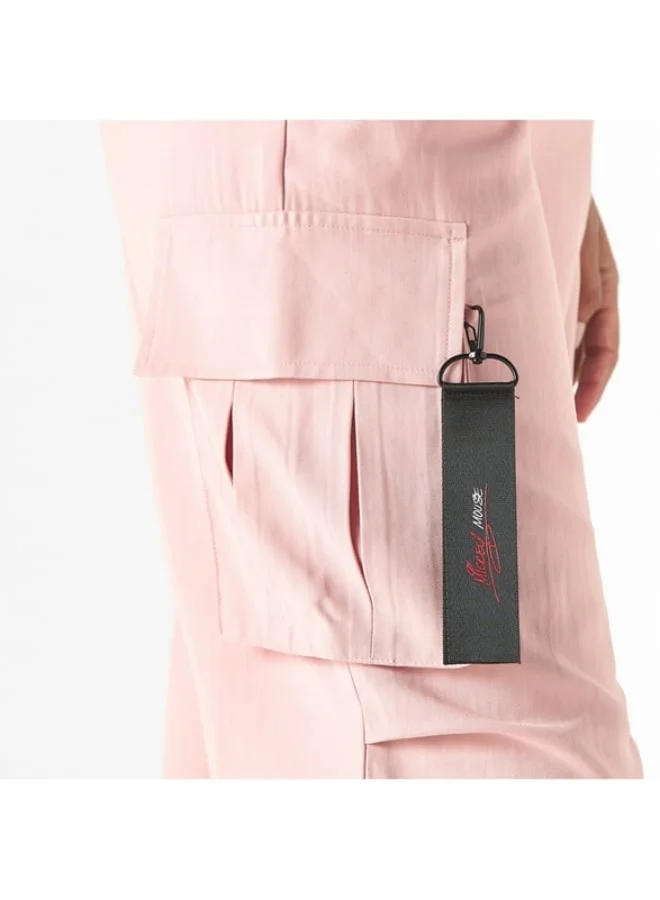 SP Characters Mickey Mouse Print Cargo Pants with Drawstring Closure and Pockets