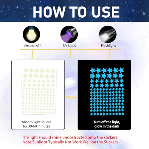 Sondeng 421Pcs Glow in The Dark Stars Ceiling Stars Glow in Dark Space Planet Universe Galaxy Wall Decals Glow in The Dark Wall Stickers for Boys Girls Kid Bedroom Living Room Decor Christmas Gift - Image 2