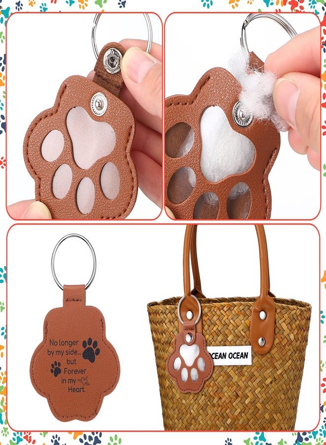 Kenning 3 Pcs Pet Memorial Gifts for Dog Cat Pet Paw Shaped Leather Keychain Cute Leather Dog Fur Hair Keepsake Keyring, Handmade Remembrance Key Holder Memory Charm for Cat Lovers Collecting Hair - Image 4