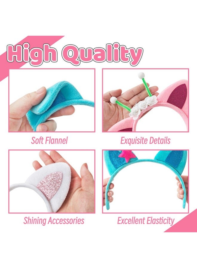 OJYUDD Cat Ears Headband,4 Pcs Party Decorations Headbands,Plush Soft Ears for Women Halloween Hair Accessories Hair Hoops Costume - Image 3