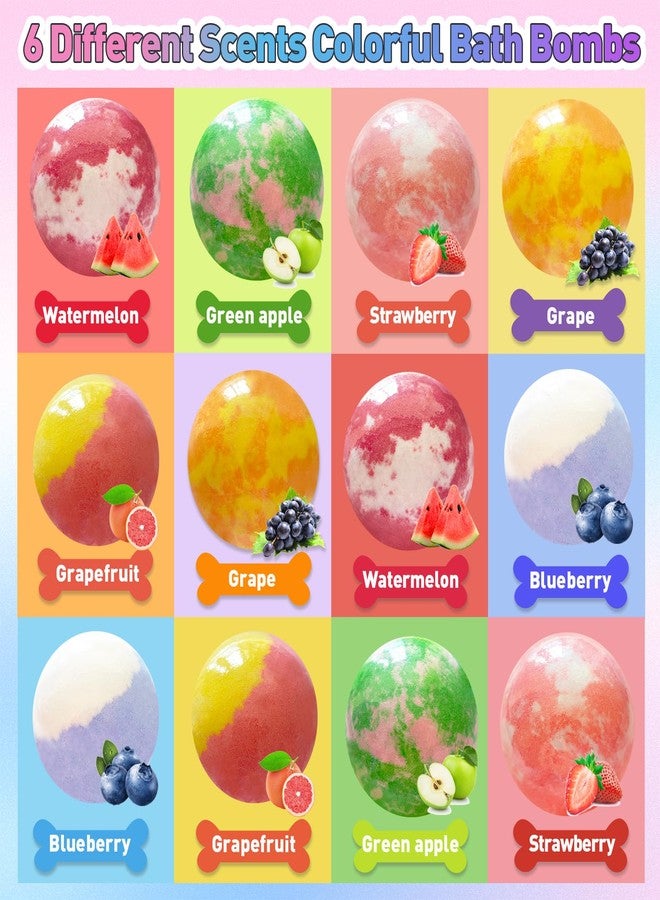 Santrela Bath Bombs for Kids with Surprise Inside, 12pcs Kids Bath Bombs with Mermaid Toys Gift Set for Girls, Shea & Coco Butter Dry Skin Moisturize, Handmade Fizzies Bubble Spa Bath Ball for Birthday Easter - Image 3