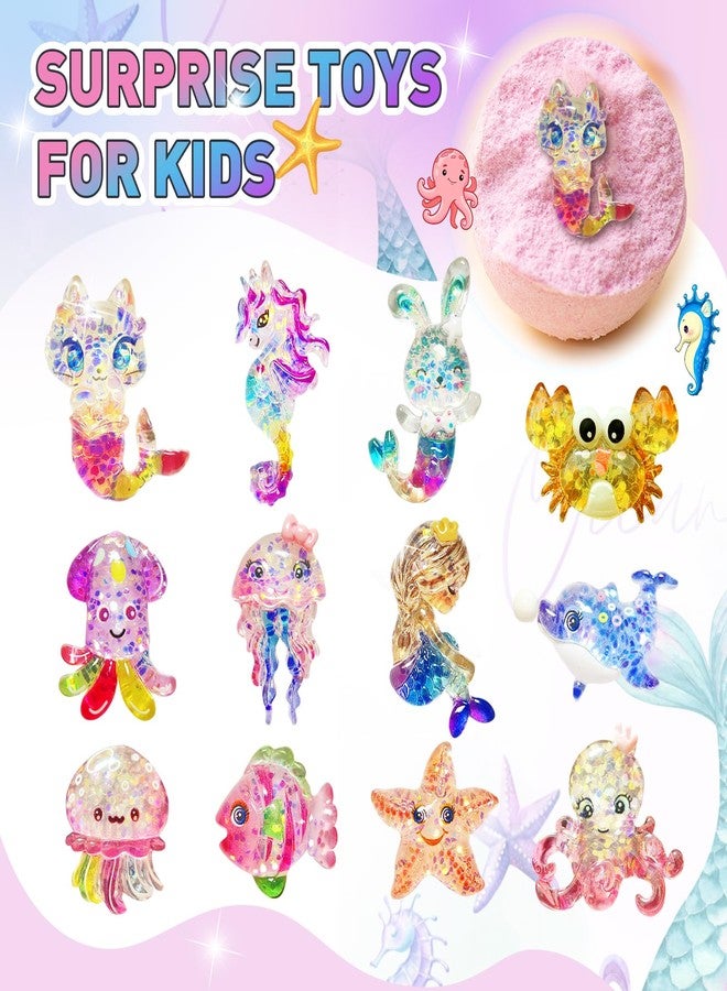 Santrela Bath Bombs for Kids with Surprise Inside, 12pcs Kids Bath Bombs with Mermaid Toys Gift Set for Girls, Shea & Coco Butter Dry Skin Moisturize, Handmade Fizzies Bubble Spa Bath Ball for Birthday Easter - Image 4