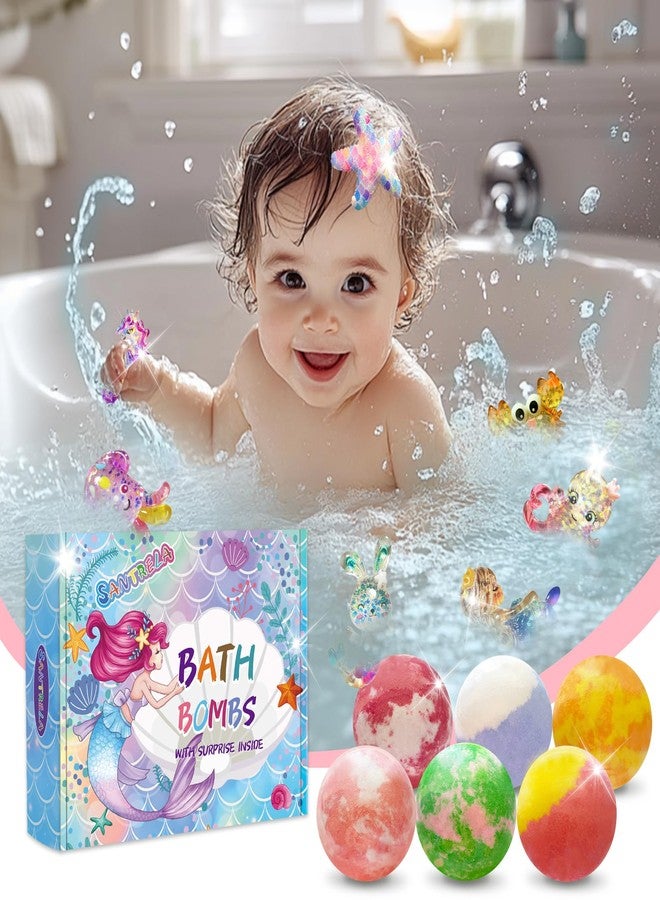 Santrela Bath Bombs for Kids with Surprise Inside, 12pcs Kids Bath Bombs with Mermaid Toys Gift Set for Girls, Shea & Coco Butter Dry Skin Moisturize, Handmade Fizzies Bubble Spa Bath Ball for Birthday Easter - Image 2