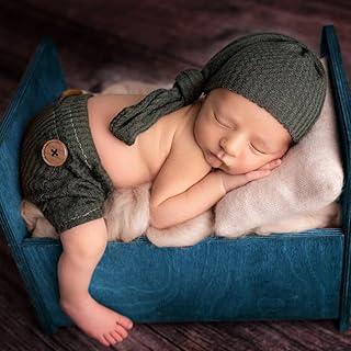 Vedory Vedory Newborn Photography Boy Outfit Baby Boy Girls Photo Shoot Costume Crochet Clothes Hat Pants Baby Prop Photoshoot  - Image 1