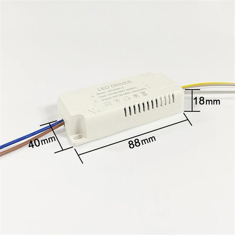 LED Driver Lights Transfermer (40-60W)*2 for Double Color Ceiling Lamps Two Channel Output DC130-200V 240mA,Input AC165-265((8-24W) X2 Channel) - Image 2
