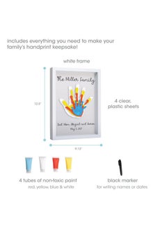 pearhead Clear Family Handprint Frame, Diy Art Print Keepsake, Home Decor, Gift For New And Expecting Parents, 4 Paint Colors Included  - Image 2
