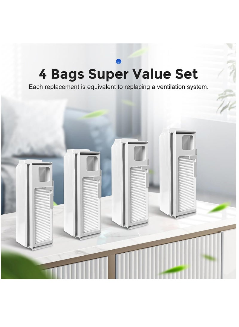 Zikra 4 Pack Disposable Dust Bags With HEPA Filter for NARWAL Freo X Ultra Robot Vacuum, 1L Large Dust bag - Image 5