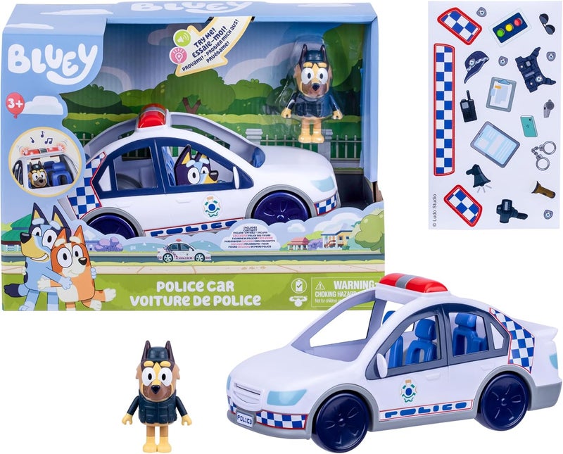 BLUEY S14 Police Car Toy – Includes Police Vehicle with Lights & Sounds, Policeman Figure, Sticker Set, Interactive Kids Toy, Recreate Moments from “The Sign” Episode - Image 4