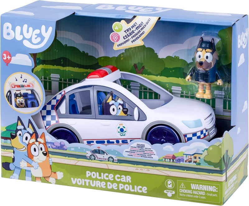 BLUEY S14 Police Car Toy – Includes Police Vehicle with Lights & Sounds, Policeman Figure, Sticker Set, Interactive Kids Toy, Recreate Moments from “The Sign” Episode - Image 1