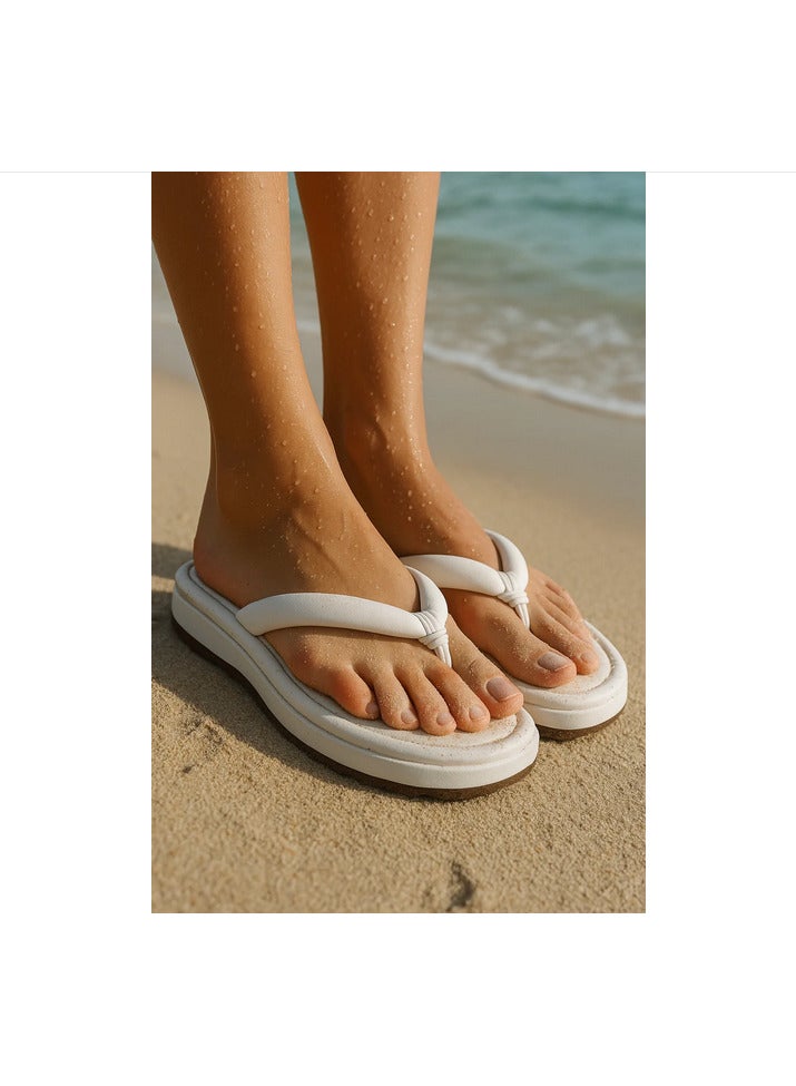 Katee Playa White Slippers – Waterproof Slip-On – Minimal Beach Essentials - Image 1