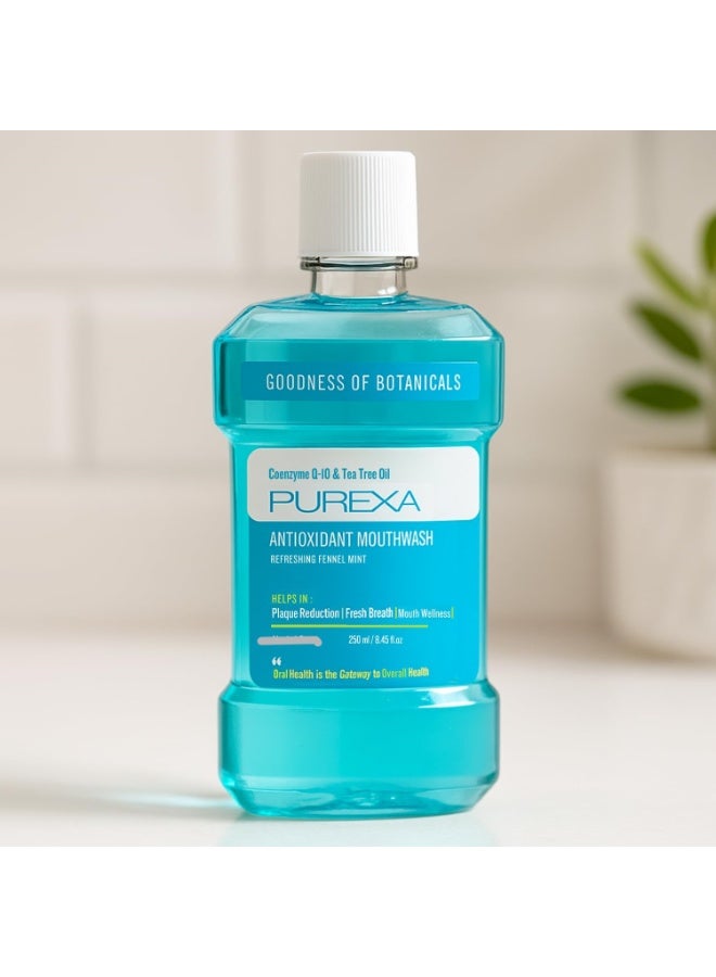 PUREXA Fennel Mint Mouthwash 250 ml Combo with Q Shape Copper Tongue Cleaner Oral Rinse & Pure Copper Tongue Scraper for Fresh Breath & Gum Care - Image 2