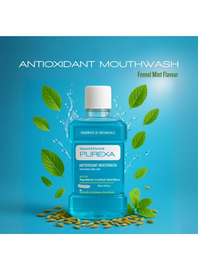 PUREXA Fennel Mint Mouthwash 250 ml Combo with Q Shape Copper Tongue Cleaner Oral Rinse & Pure Copper Tongue Scraper for Fresh Breath & Gum Care - Image 3