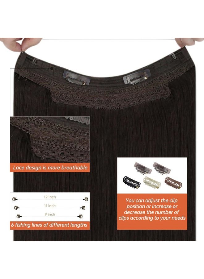 Sunny Hair Sunny Wire Hair Extensions Real Human Hair Fish Line Human Hair Extensions Invisible Wire Extensions Darkest Brown #2 14 Inch  - Image 4