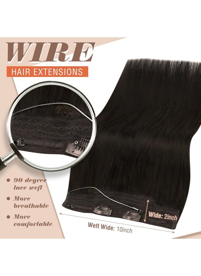 Sunny Hair Sunny Wire Hair Extensions Real Human Hair Fish Line Human Hair Extensions Invisible Wire Extensions Darkest Brown #2 14 Inch  - Image 3