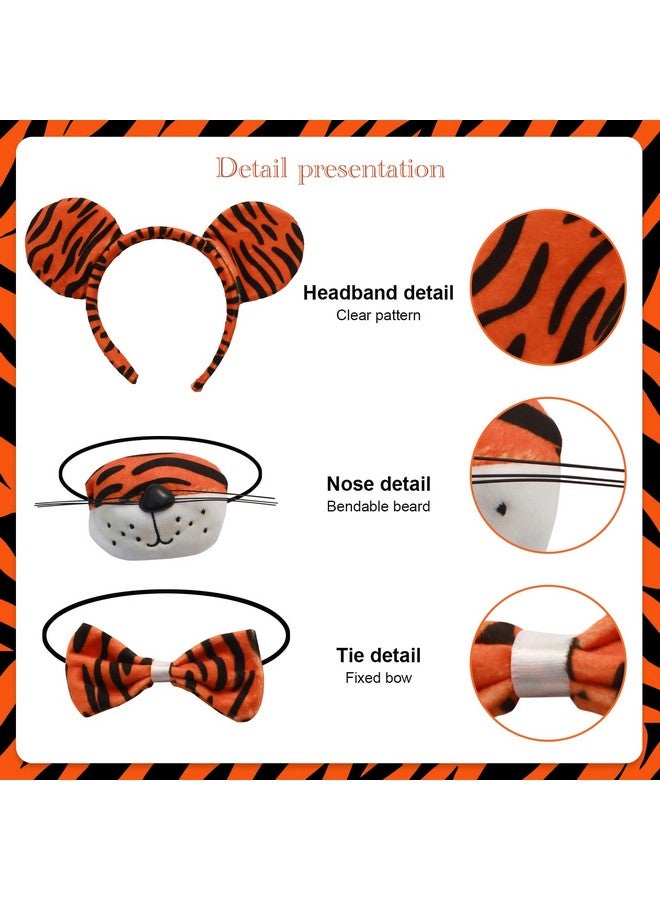 Heliltd 5 Pieces Kids Girls Tiger Costume Set Tiger Ear Headband Tail Nose Bow Tie Tutu Skirt For Halloween Cosplay Party  - Image 3