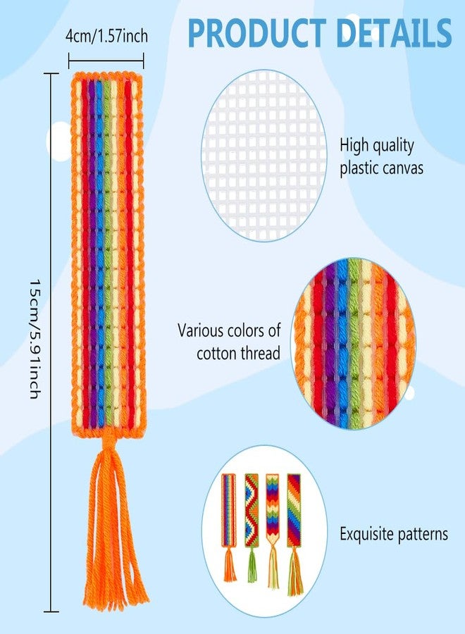 FREEBLOSS DIY Rainbow Canvas Bookmark Kit - 8 Set Plastic Mesh Canvas Sheets Cross Stitch Sheets for Crafts Reading Gifts - Image 3