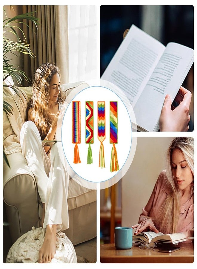 FREEBLOSS DIY Rainbow Canvas Bookmark Kit - 8 Set Plastic Mesh Canvas Sheets Cross Stitch Sheets for Crafts Reading Gifts - Image 4