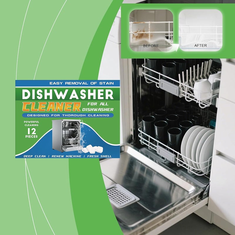 Dishwasher Cleaner Tablets, 12 Tablets, Heavy Duty Cleaning Descaler Pods for Dish Washer, Fights Odors, Deep Cleans & Maintains Your Dishwashing Machine for Optimal Performance - Image 3