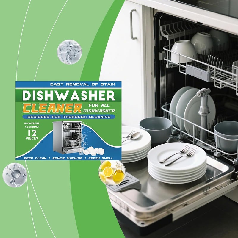 Dishwasher Cleaner Tablets, 12 Tablets, Heavy Duty Cleaning Descaler Pods for Dish Washer, Fights Odors, Deep Cleans & Maintains Your Dishwashing Machine for Optimal Performance - Image 4