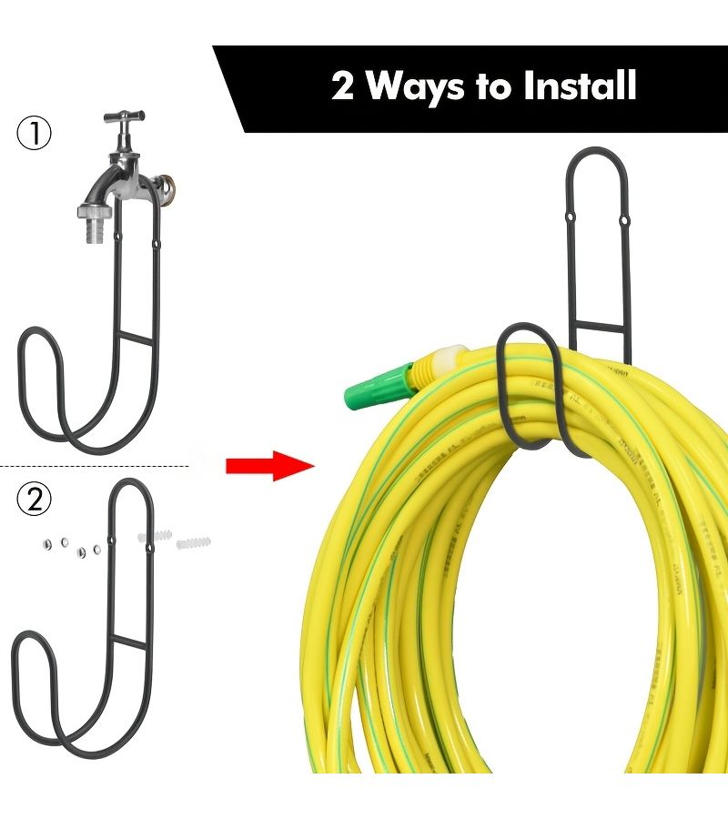 Heavy Duty Hose Storage Rack 1 Set Portable Metal Hook For Home Garden Irrigation - Image 2