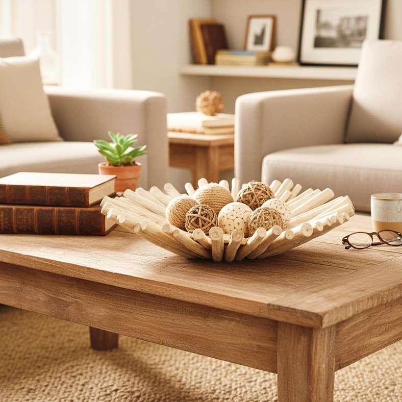 Pan Home Natural Drift Teak Wood Decor Platter - 50x50x13cm - Image 1