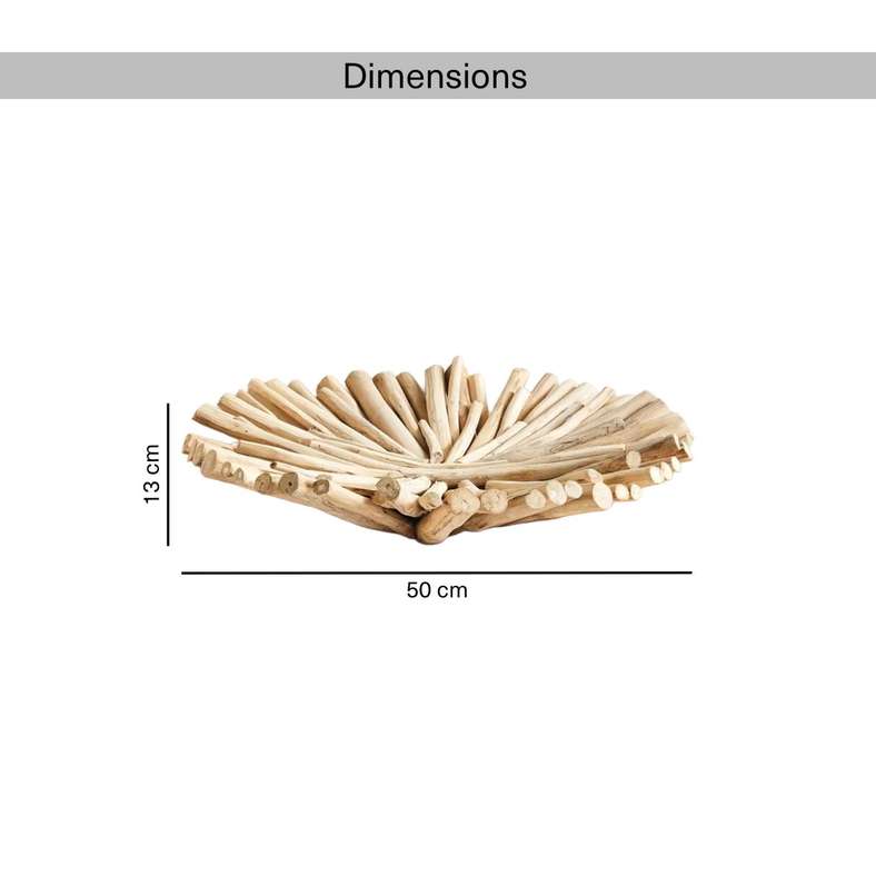 Pan Home Natural Drift Teak Wood Decor Platter - 50x50x13cm - Image 5
