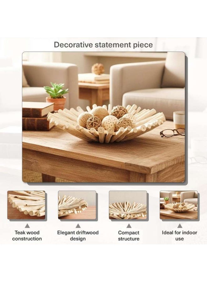 Pan Home Natural Drift Teak Wood Decor Platter - 50x50x13cm - Image 4