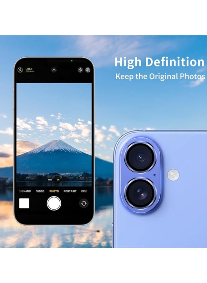 QIRG Compatible with iPhone 16/16 Plus Camera Lens Protector, Anti-Scratch Tempered Glass Metal Camera Screen Protector Shockproof Full Protective Camera Lens Cover, Ultramarine - Image 3