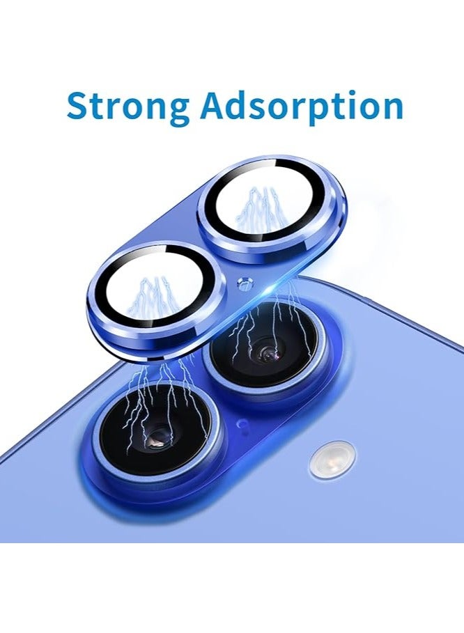 QIRG Compatible with iPhone 16/16 Plus Camera Lens Protector, Anti-Scratch Tempered Glass Metal Camera Screen Protector Shockproof Full Protective Camera Lens Cover, Ultramarine - Image 4