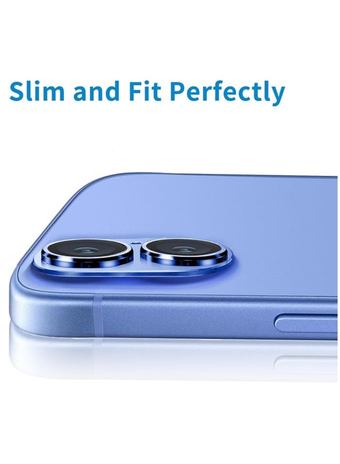 QIRG Compatible with iPhone 16/16 Plus Camera Lens Protector, Anti-Scratch Tempered Glass Metal Camera Screen Protector Shockproof Full Protective Camera Lens Cover, Ultramarine - Image 5