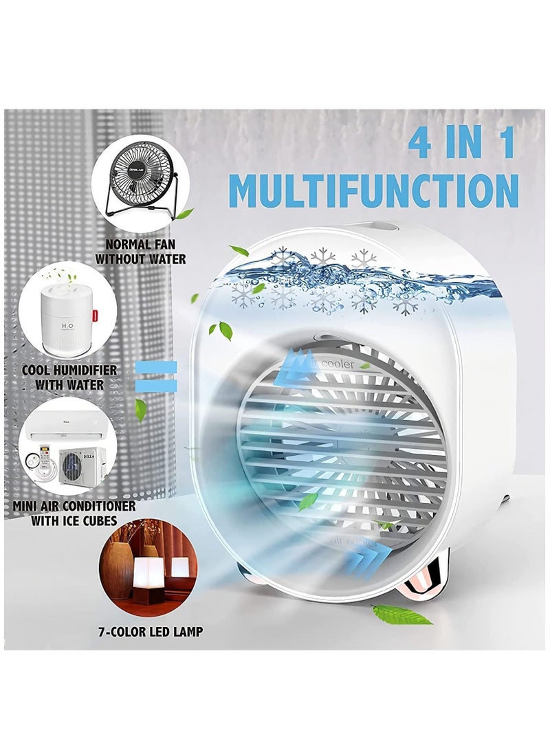 Y&D Portable Air Conditioner Personal Evaporative Cooler White 4 in 1 USB Cooling Fan with Colorful Atmosphere Light Mini AC Desk Misting For Small Room/Office/Dorm/Bedroom/Camping.  - Image 2
