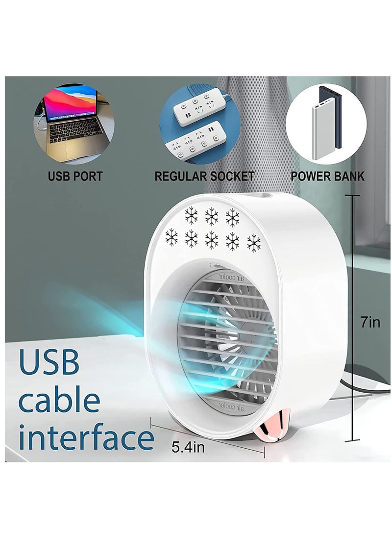 Y&D Portable Air Conditioner Personal Evaporative Cooler White 4 in 1 USB Cooling Fan with Colorful Atmosphere Light Mini AC Desk Misting For Small Room/Office/Dorm/Bedroom/Camping.  - Image 5