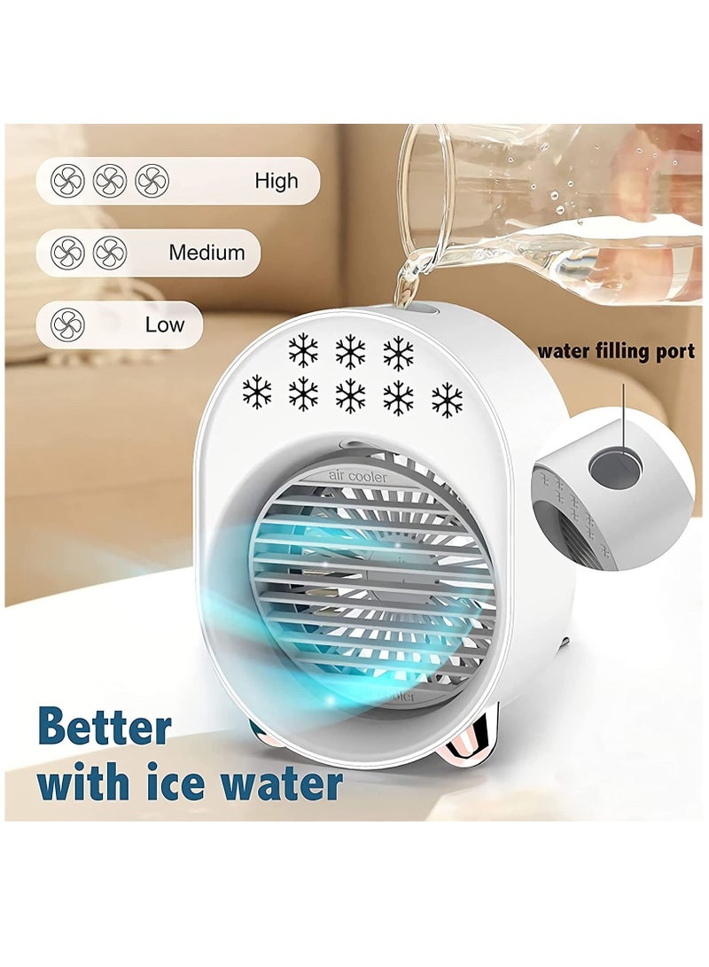 Y&D Portable Air Conditioner Personal Evaporative Cooler White 4 in 1 USB Cooling Fan with Colorful Atmosphere Light Mini AC Desk Misting For Small Room/Office/Dorm/Bedroom/Camping.  - Image 3