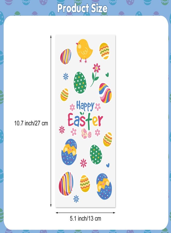Litmitfu 100 Pcs Easter Treat Bags - Happy Easter Gift Bag, Easters Eggs Plastic Cellophane Bag, Clear Colorful Easters Bunny Goodie Candy Favor Bags with Gold Twist Ties for Easte Party Favors Supplies - Image 3