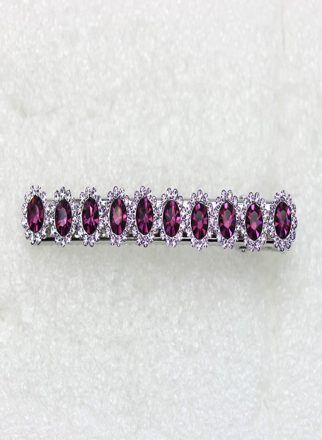 Faship Gorgeous Purple Crystal Floral Small Alligator Hair Clip - Image 2